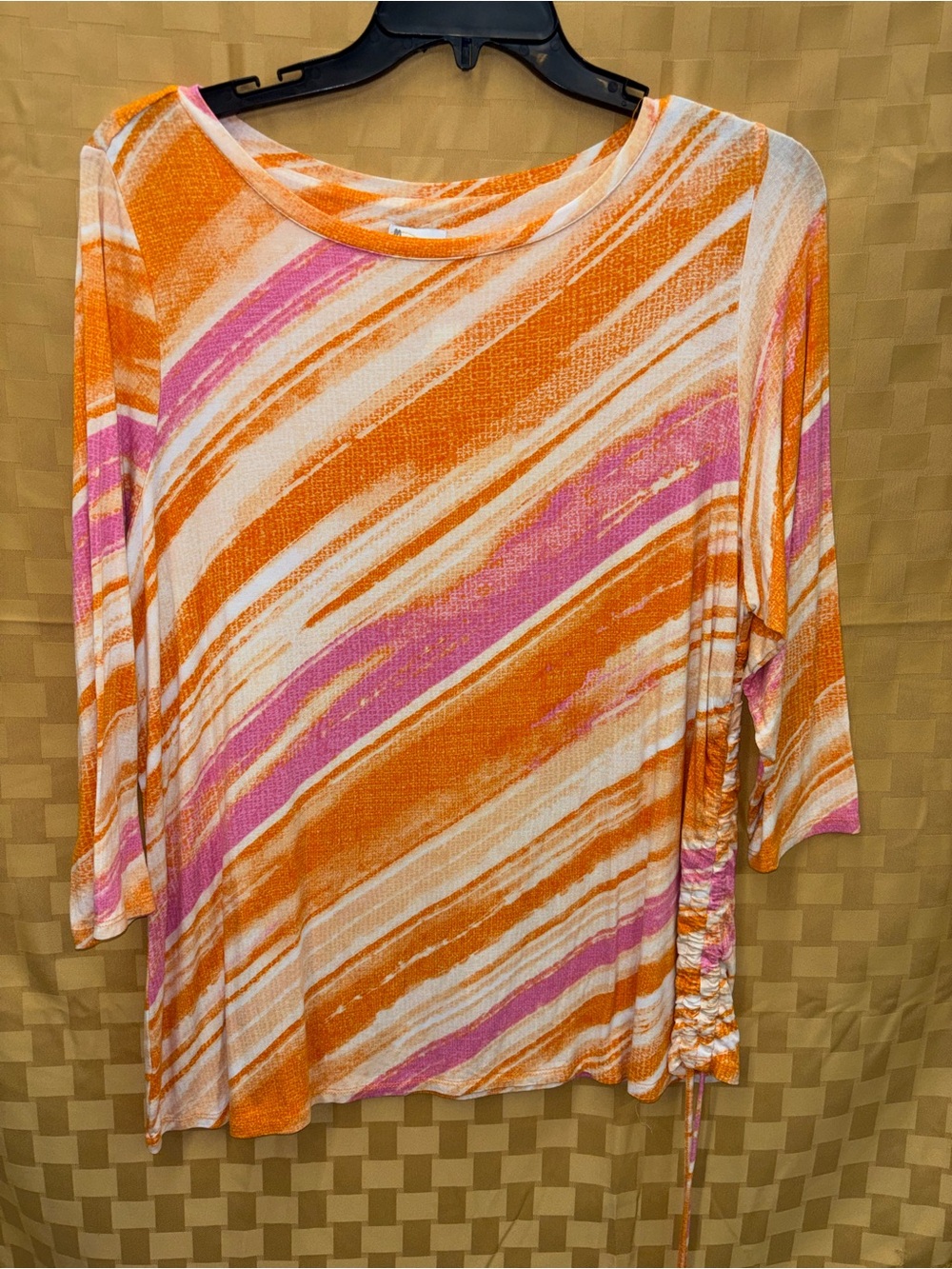 Ruby Rd. Orange & Pink Diagonal Stripe Boatneck Tunic